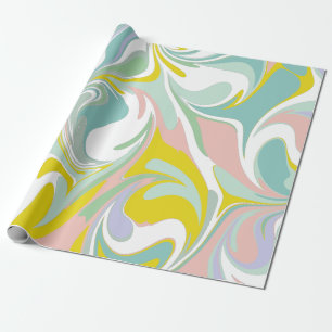 Vår Pastel Swirls   Abstrakt Marbling Design Presentpapper
