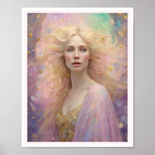 Vår Pastel Woman Blond Hair Art Deco Poster