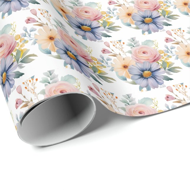 Vår Pastell Blommig Presentpapper (Rullad Hörn)
