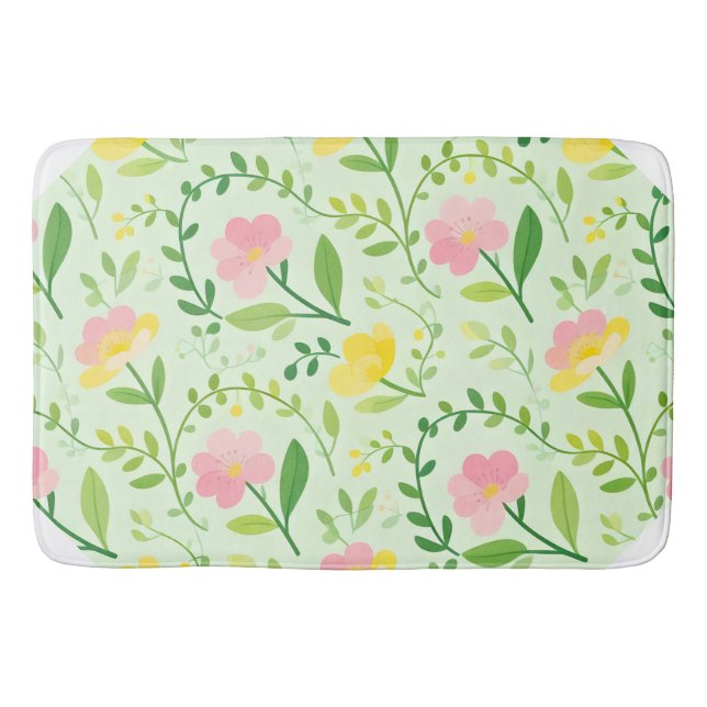 Vår Pastell Blommönster Badrumsmatta (Framsidan)
