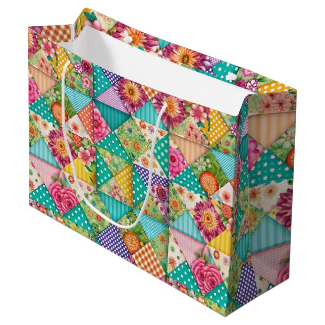 Vår Patchwork Seamless Medium Gift Bag (Framsidan Vinklad)