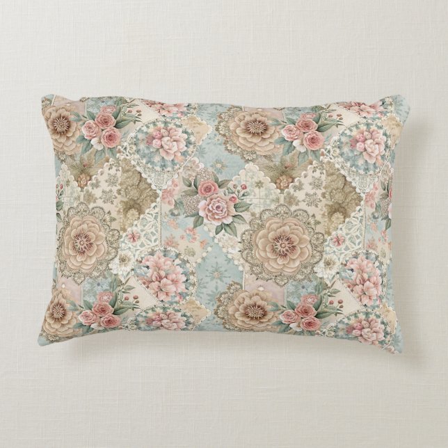 Vår patchwork sömlöst mönster prydnadskudde (Baksidan)