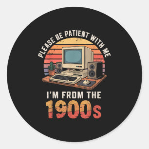 Var patient Im från 1900-talets Retro-Vintage Runt Klistermärke