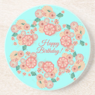 Vår Peach Flowers Garden Blommigt Dekoration Boho Underlägg