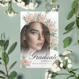 Vår Peachy Floral Böjd Foto Examen Meddelande