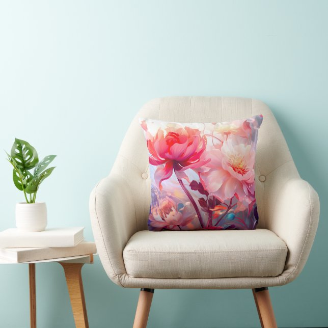 Vår Peony Bloom Trädgård Vattenfärg Kudde (Stol)