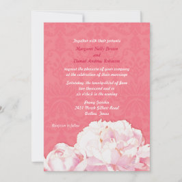 Vår Peony Blooms Coral Rosa Bröllop Inbjudningar