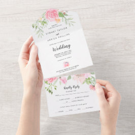 Vår Peony Bröllop alla i en enda inbjudan