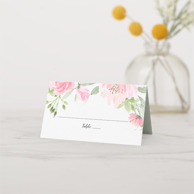 Vår Peony Bröllop-platskort Placeringskort (Framsida)