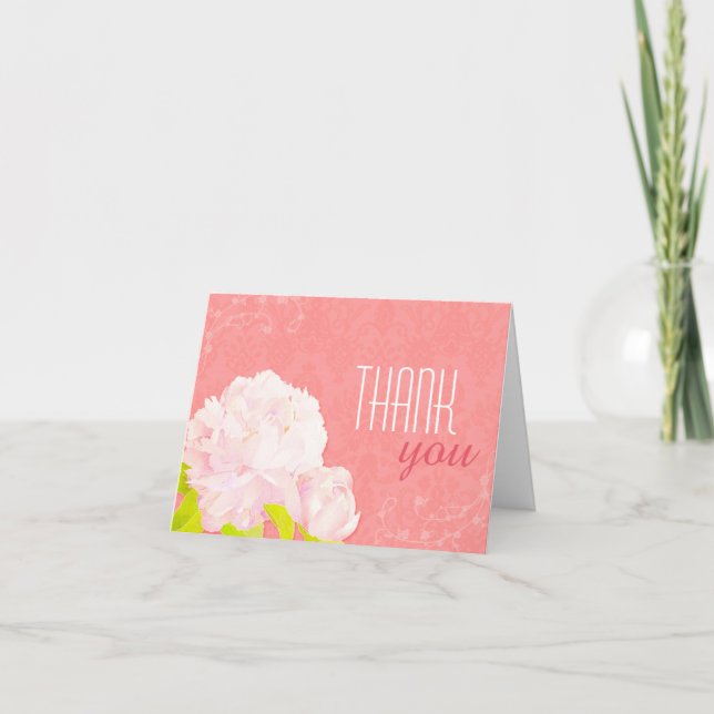 Vår Peony Coral Bröllop Tack (Framsida)