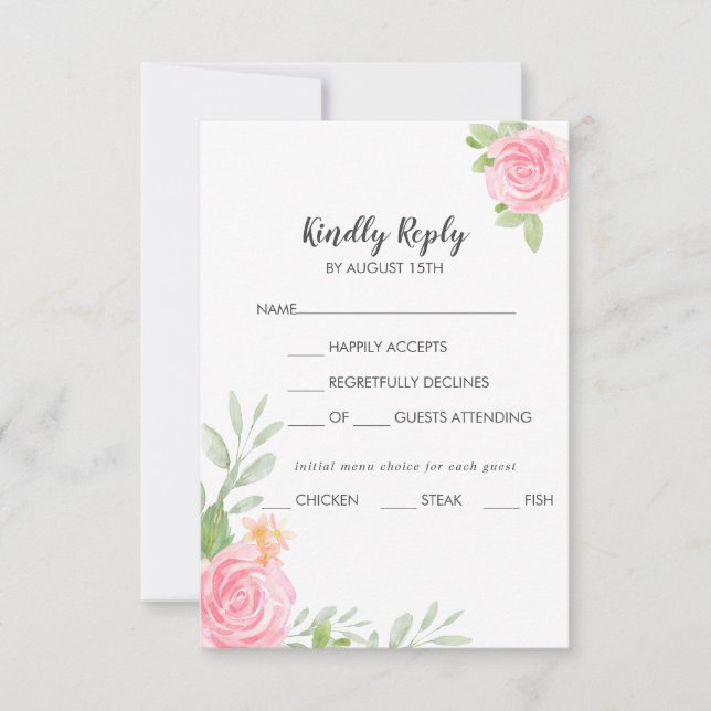 Vår Peony Menu Choice Bröllop OSA Card (Framsida)