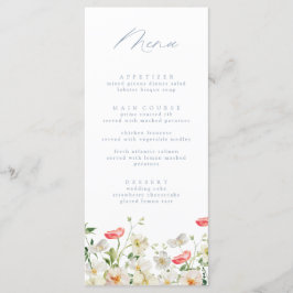 Vår Peony Watercolor Bröllop Menu Meny