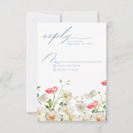 Vår Peony Watercolor Bröllop Reply OSA kort