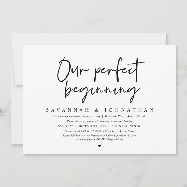 Vår Perfekt börjar, Bröllop Elopement Party Inbjudningar (Framsida)