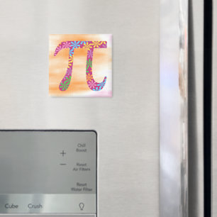 Vår Pi © Blommigt Math Symbol Rosa Orange Magnet