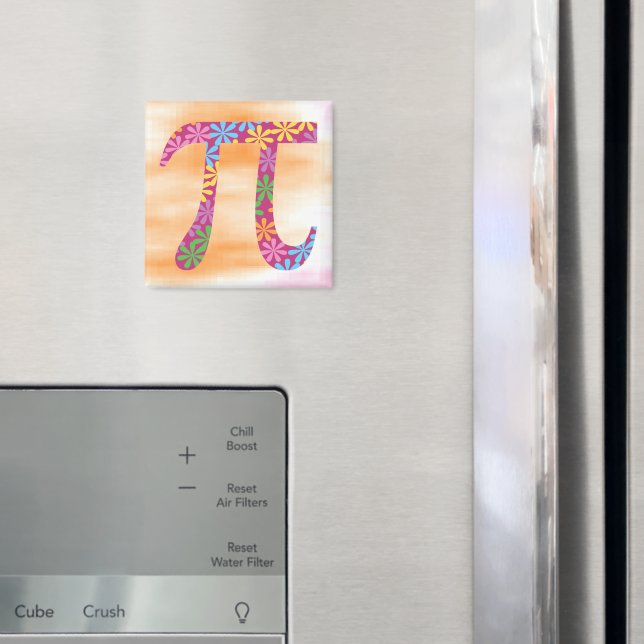 Vår Pi © Blommigt  Math Symbol Rosa Orange Magnet (In Situ (Fridge))