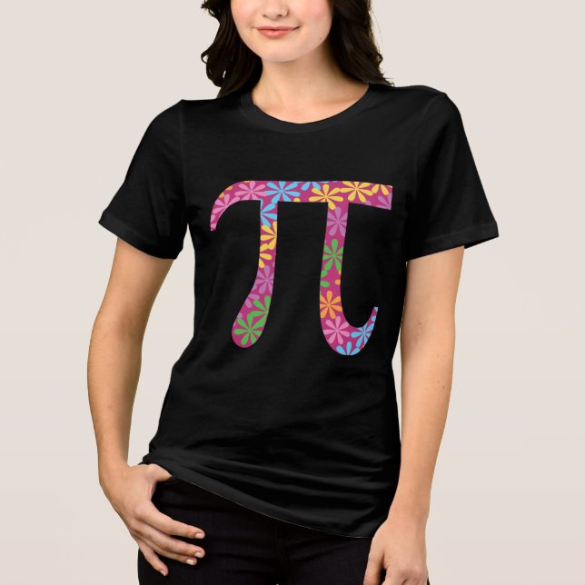 Vår Pi Färgglad Blommig Pi Symbol T-Shirt (Framsida)