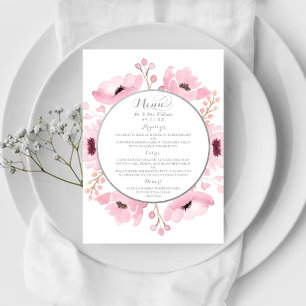 Vår Pinks Watercolor Blommigt Bröllop Collection Meny