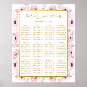 Vår Pinks Watercolor Blommigt Bröllop Collection Poster