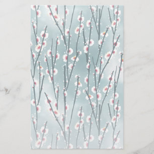 Vår Plum Blommar Blommönster Brevpapper