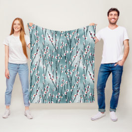 Vår Plum Blommar Blommönster Fleecefilt