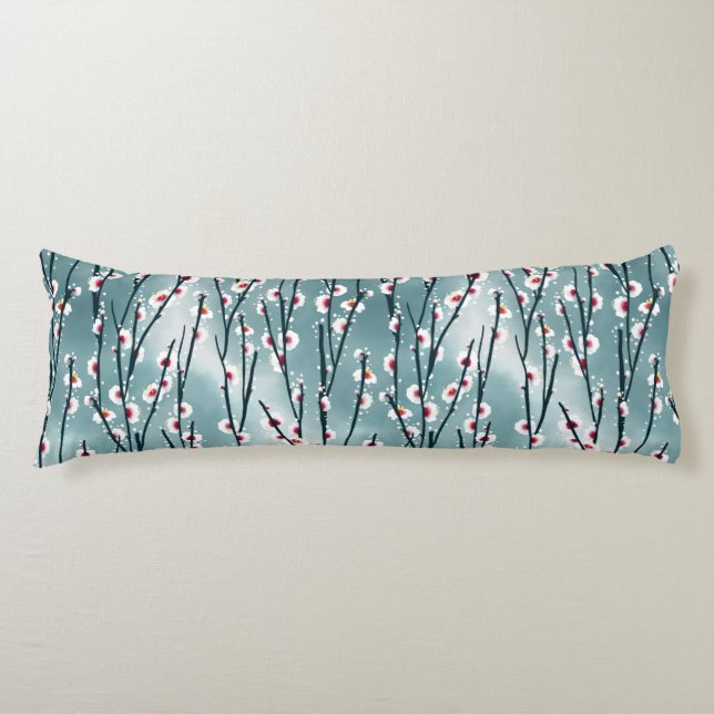 Vår Plum Blommar Blommönster Kroppskudde (Framsidan)