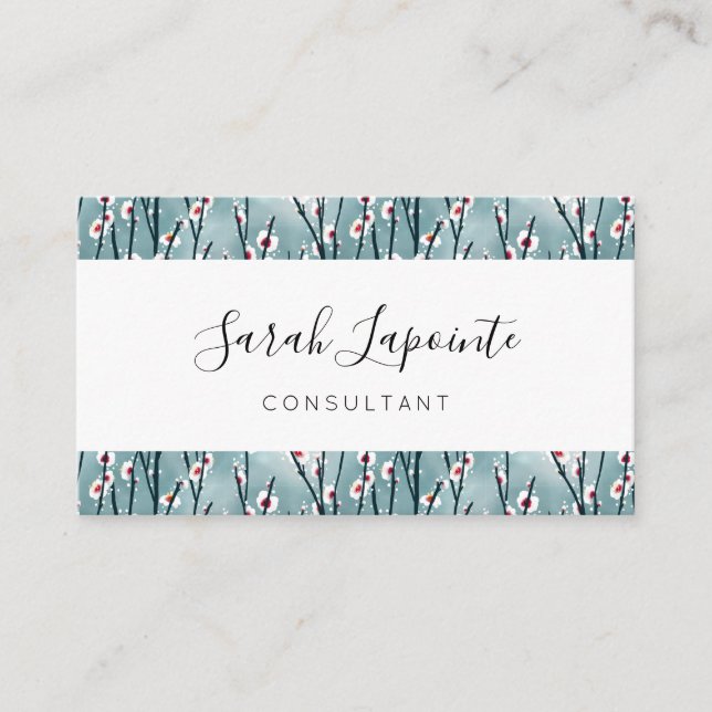 Vår Plum Blommar Blommönster Visitkort (Framsida)