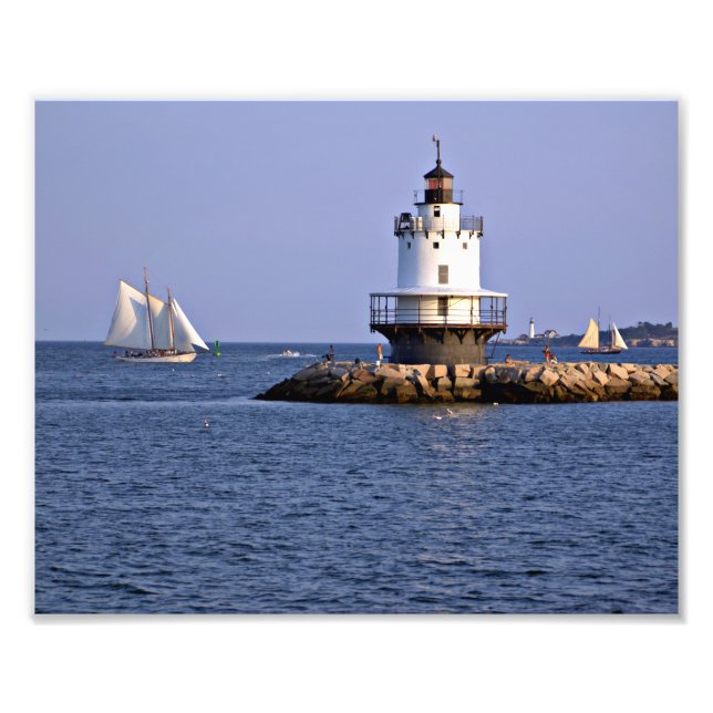 Vår Point Ledge Light, Maine-foto Fototryck (Framsidan)