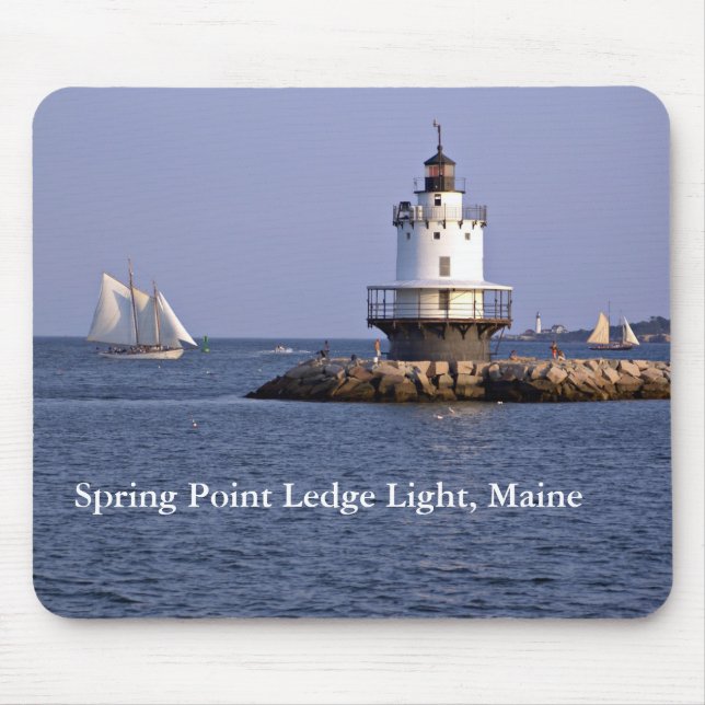Vår Point Ledge Light, Maine Mousepad Musmatta (Framsidan)