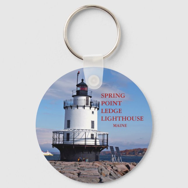 Vår Point Ledge Lighthouse, Maine Keychain Nyckelring (Framsida)