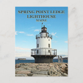 Vår Point Ledge Lighthouse, Maine Postcard Vykort
