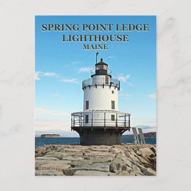 Vår Point Ledge Lighthouse, Maine Postcard Vykort (Framsida)