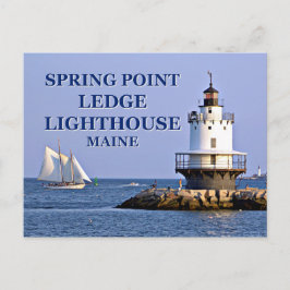 Vår Point Ledge Lighthouse, Maine Postcard Vykort