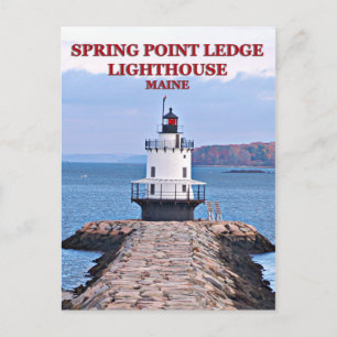 Vår Point Ledge Lighthouse, Maine Postcard Vykort