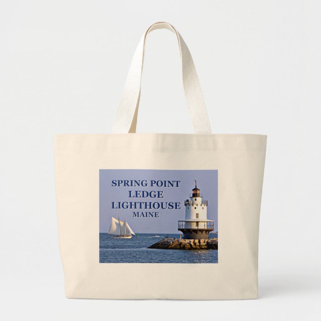 Vår Point Ledge Lighthouse, Maine Tote Bag Jumbo Tygkasse (Framsidan)