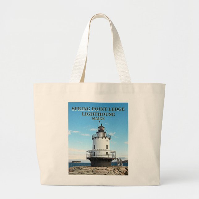 Vår Point Ledge Lighthouse, Maine Tote Bag Jumbo Tygkasse (Framsidan)