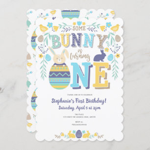 Vår, pojke 1:a födelsedagen, Påsk, Bunny Inbjudningar