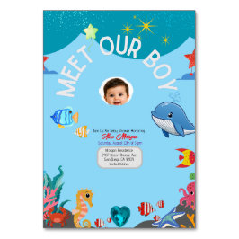 Vår pojke baby shower-inbjudan - Under havet Bordsnummer