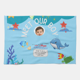 Vår pojke baby shower-inbjudan - Under havet Kökshandduk