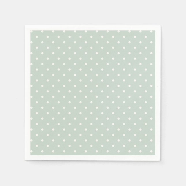Vår Polka Prickar Klassisk | Dämpad Salvia Pappersservett (Framsidan)