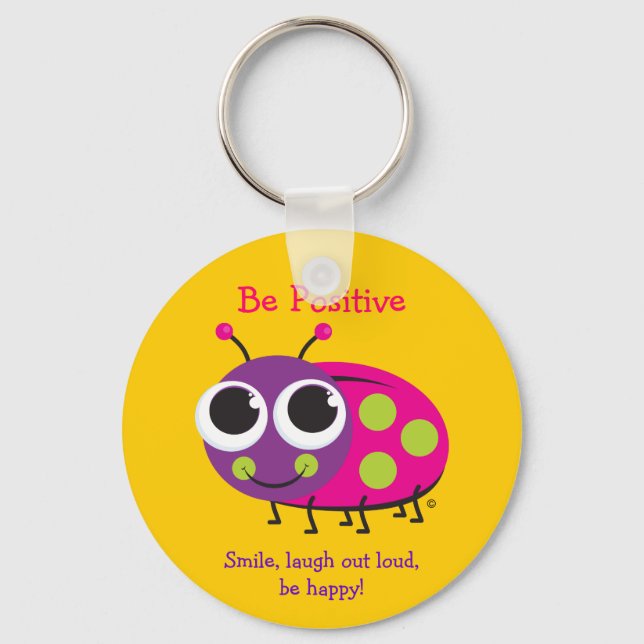 "Var positiv" Ladybug-nyckelkedja Nyckelring (Framsida)