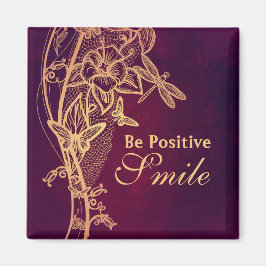 Var positiv Smile Elegant Butterfly på Burgundy Magnet
