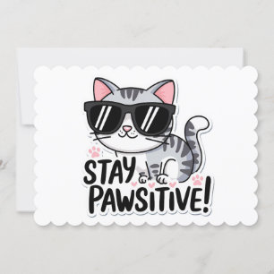 Var positiv! Söt katt-temat inbjudan