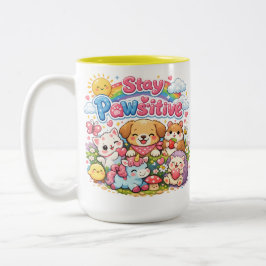 Var Positiv Söta Kawaii Djur Regnbåge Två-Tonad Mugg