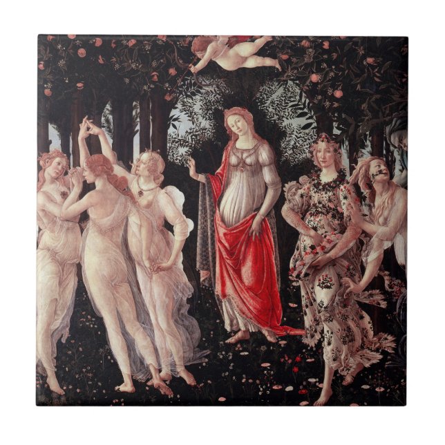 Vår Primavera Sandro Botticelli Renaissance Kakelplatta (Framsidan)