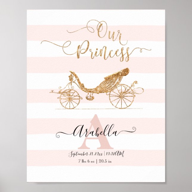 Vår Princess Elegant Guld  Carriage Script Poster (Framsidan)