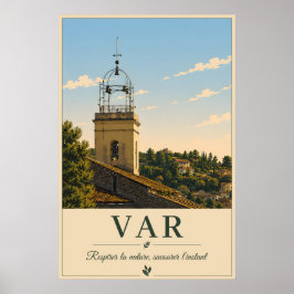 Var Provence Village Bell Tower Vintage Poster