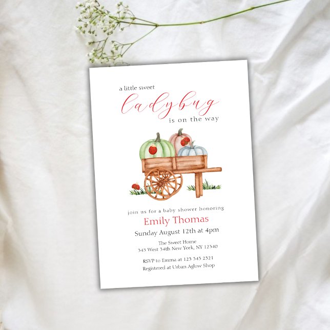 Vår Pumpkin Little Labybug Baby Shower Inbjudningar (Spring Pumpkin Little Labybug Baby Shower Invitation)