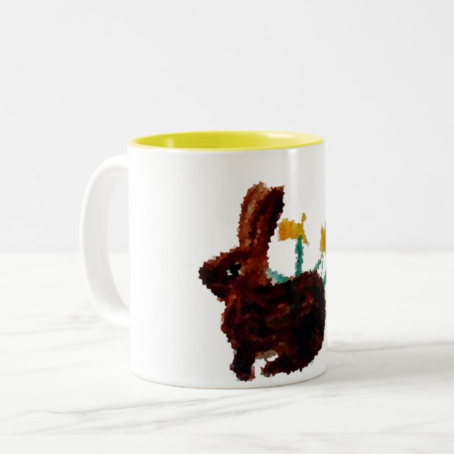 Vår Rabbit Daffodils Två-Tonad Mugg (Framsida vänster)