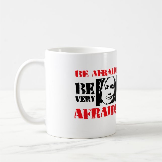 Var rädd är mycket räddt - Anti Hillary png.png Kaffemugg (Vänster)